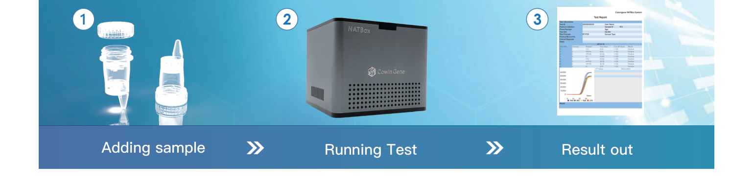 NATBox Mini II test procedure: adding sample, running test, result out